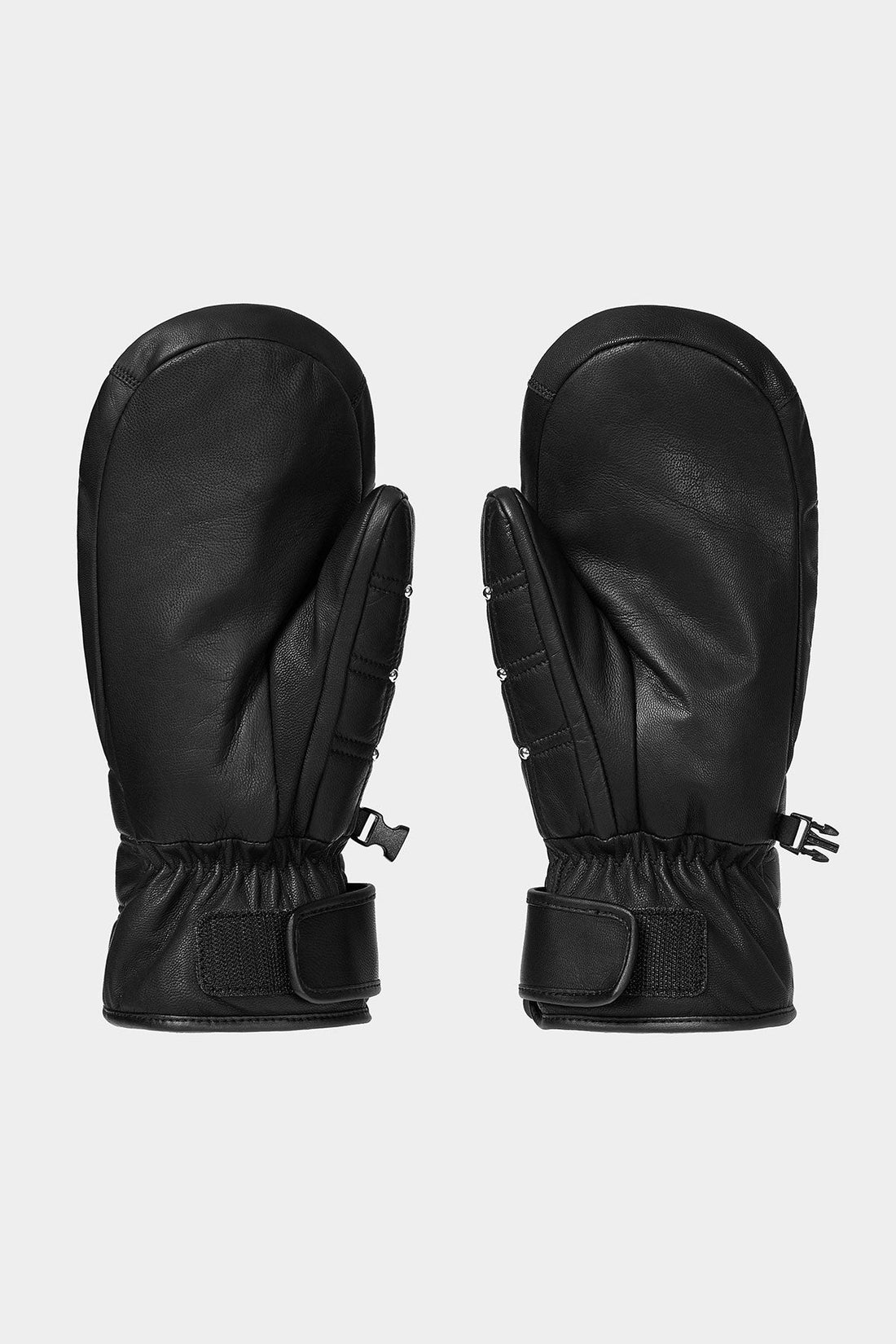 STUD LEATHER MITTEN BLACK