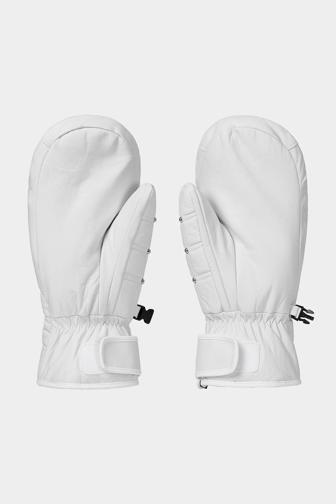 STUD LEATHER MITTEN WHITE