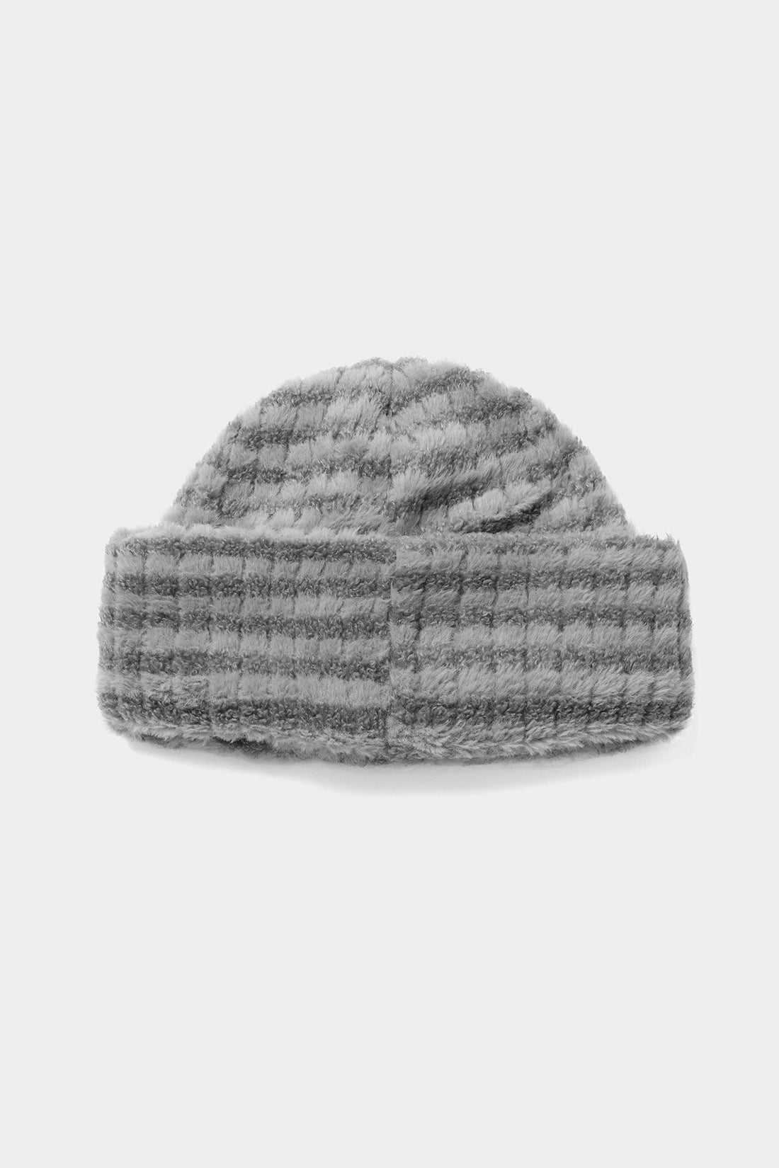 STRIPE BIG BEANIE WARM GREY
