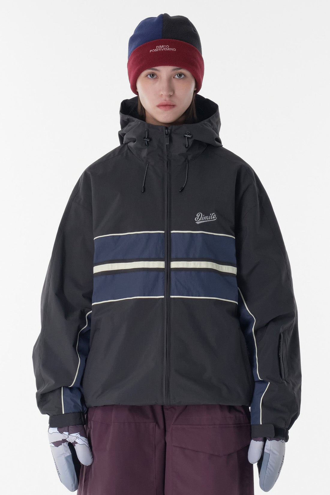 COLOR BLOCK FLEECE BEANIE WINE