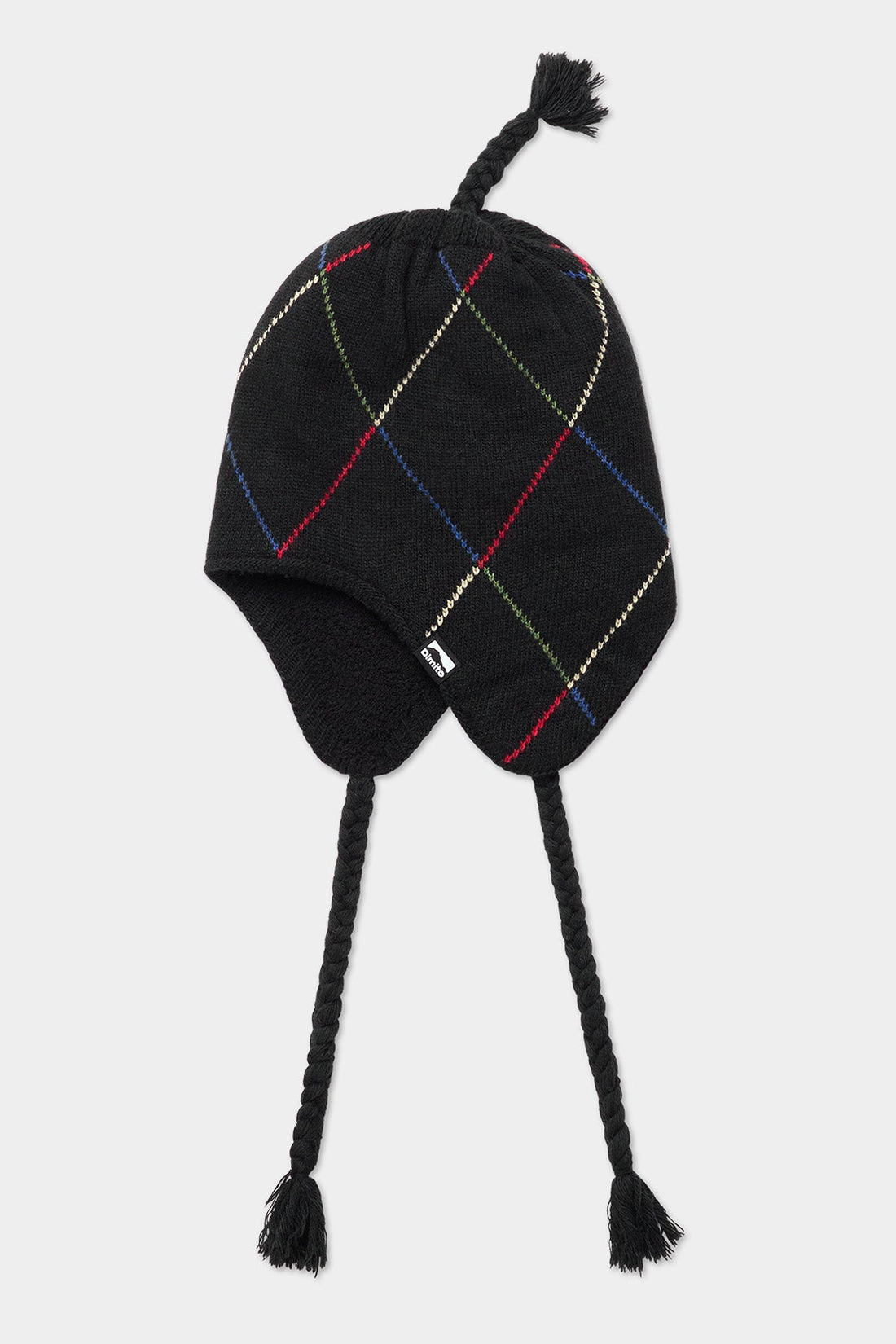 LINED ARGYLE EAR FLAP BEANIE BLACK